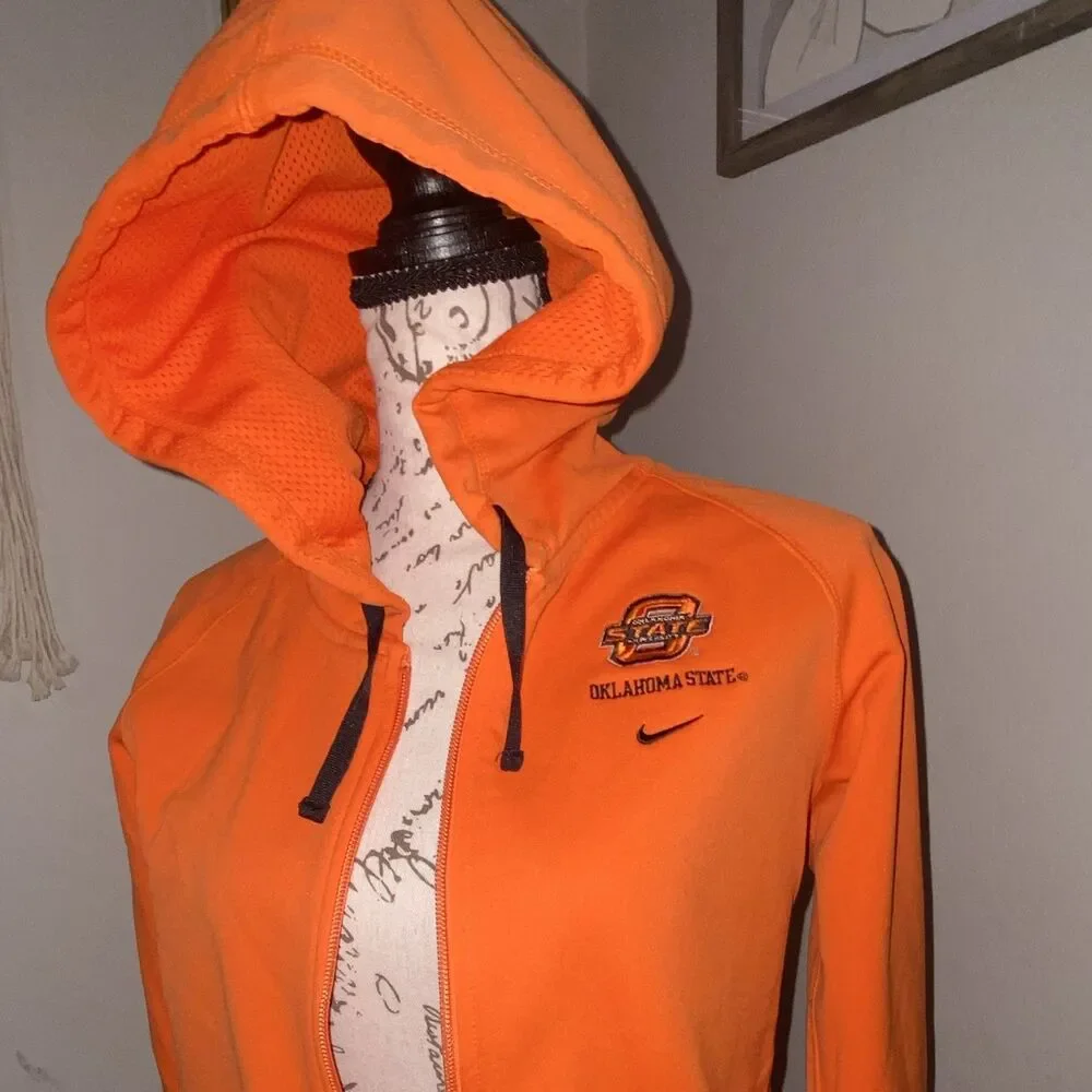 Nike Oklahoma State Cowboys Orange/Black Full Zip Hoodie Sweatshirt M NCAA